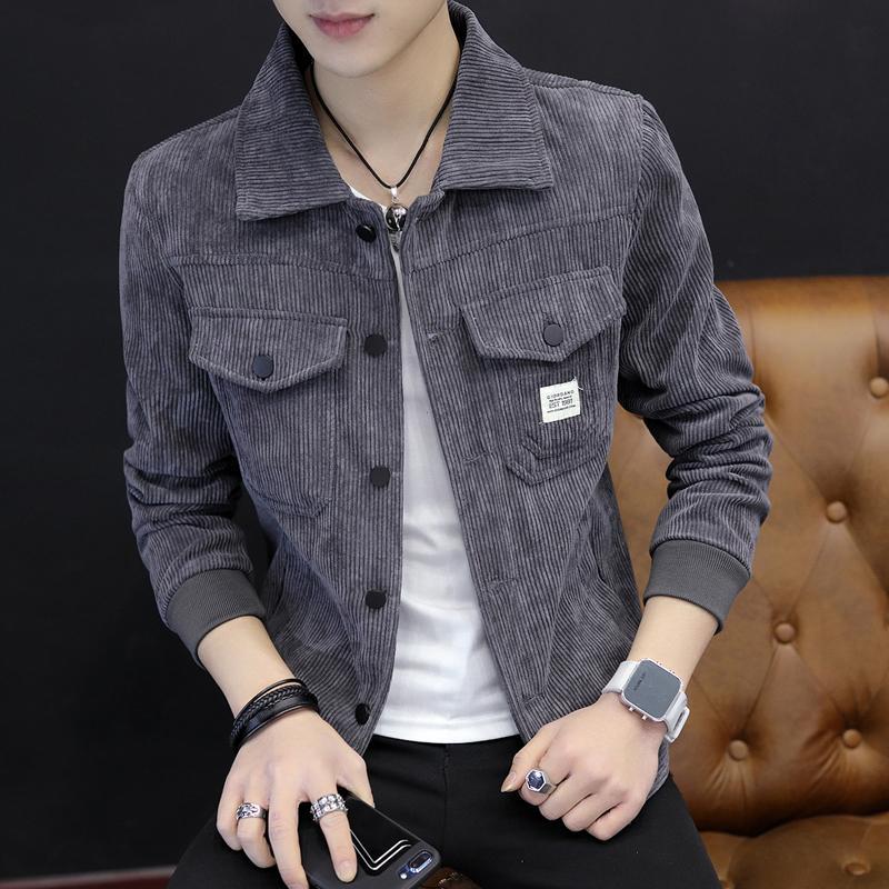 2023 Spring and Autumn New Men's Jacket Corduroy Men's Autumn Korean Slim Clothes Men's Trendy Lapel