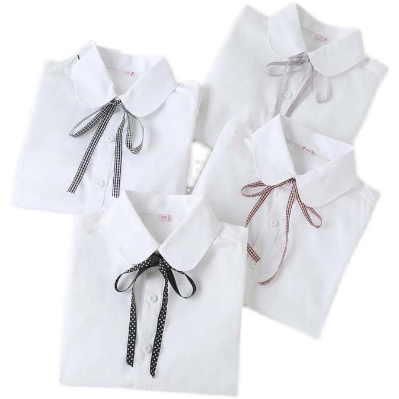 2020 autumn, winter and spring new children's bowknot pure cotton white shirt girls inner warm long-sleeved bottoming top