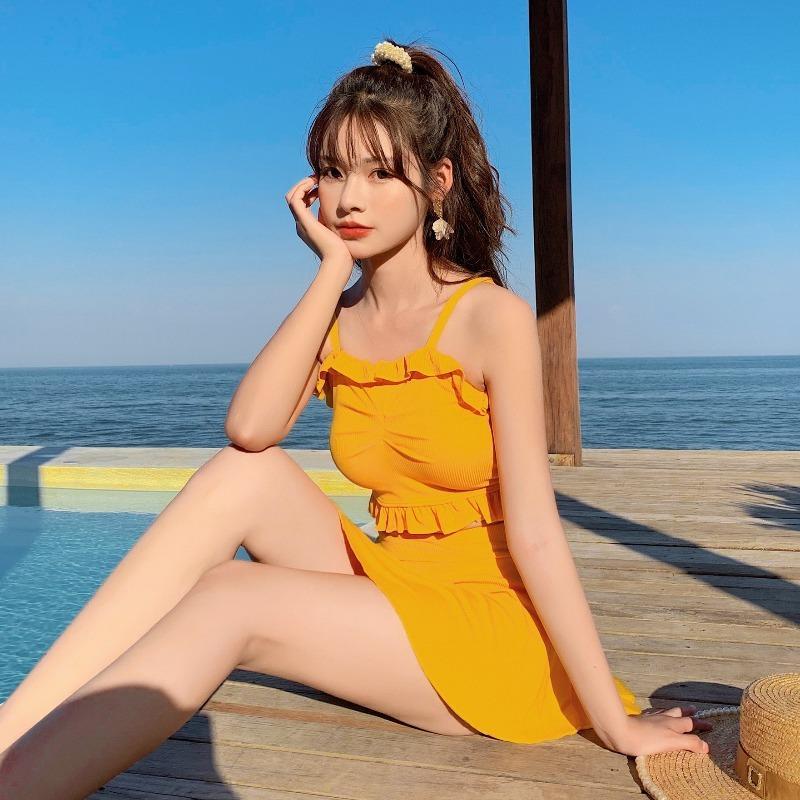 2023 New Swimsuit Feminine Thin Swimsuit Korean Fairy Fan Ins Style Swimsuit