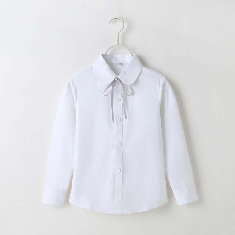 2020 autumn, winter and spring new children's bowknot pure cotton white shirt girls inner warm long-sleeved bottoming top