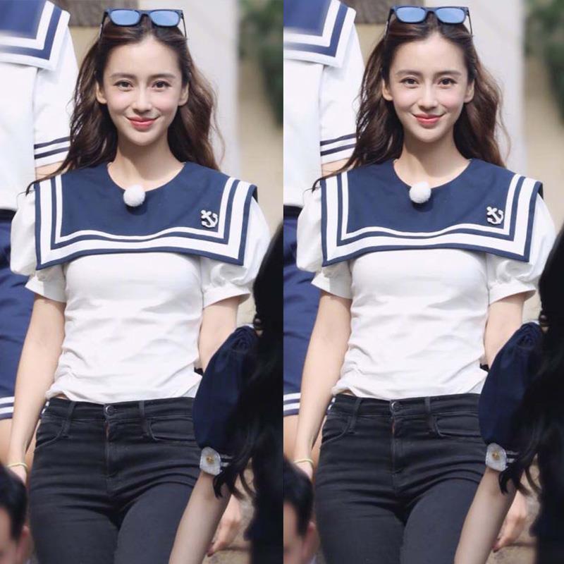 杨颖牛仔裤 angelababy,杨颖的身材 奔跑吧angelababy杨颖同款2020夏秋新款高腰显瘦修身紧身牛仔裤女