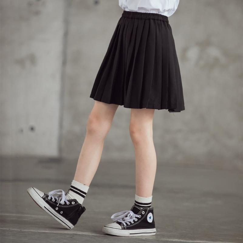 Girls pleated skirt black skirt skirt spring and autumn new fashion Korean version of children's big boy spring skirt