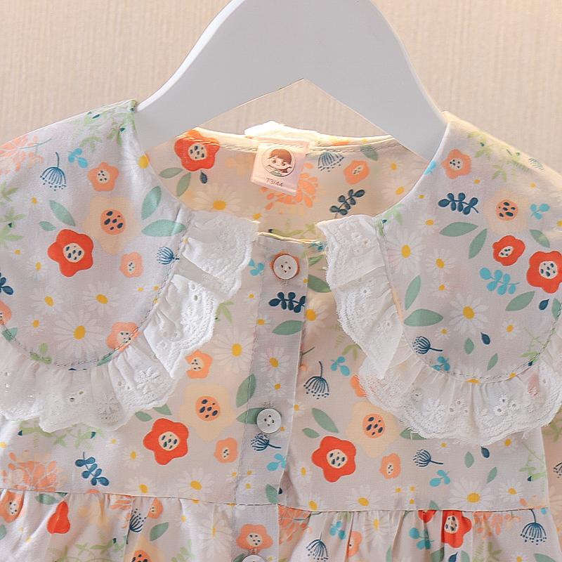 韩版婴幼儿女宝宝上衣童装新款女童碎花娃娃裙T恤春季秋装衬衫潮