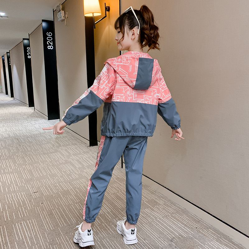 女童春秋裝套裝2023新款網紅洋氣兒童運動兩件套中大童女孩衣服潮