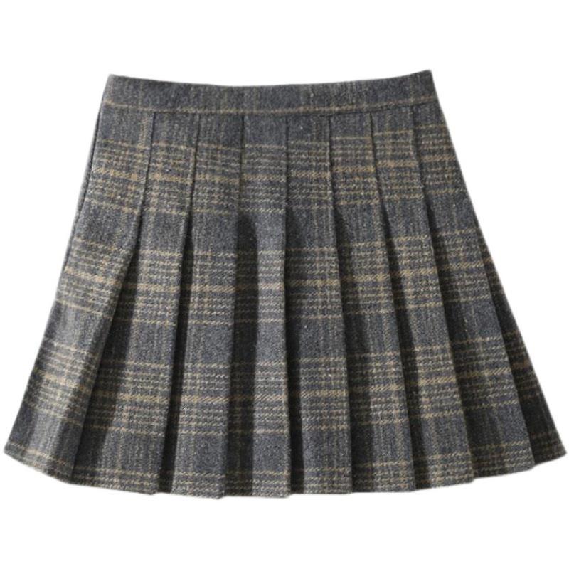 Girls' autumn and winter woolen plaid skirt CUHK children's college style skirt girl student pleated skirt
