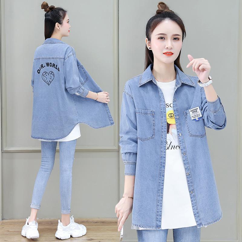 Early autumn women's denim shirts  new fashion and foreign temperament all-match spring and autumn outerwear coats trendy