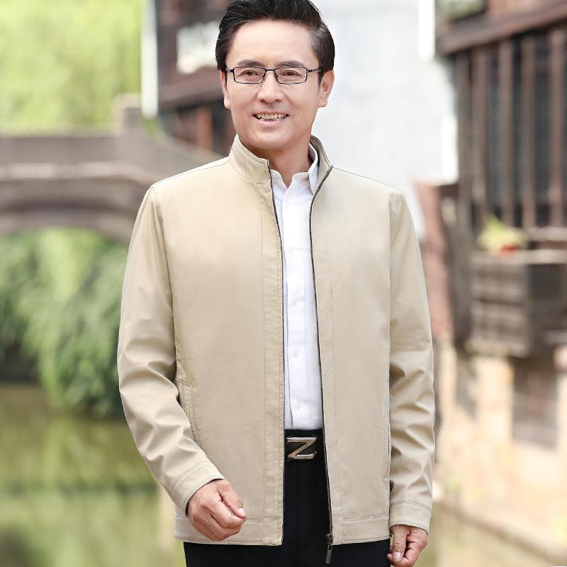 爸爸秋裝外套中年男裝薄款夾克40歲50中老年人爺爺春秋休閒上衣服