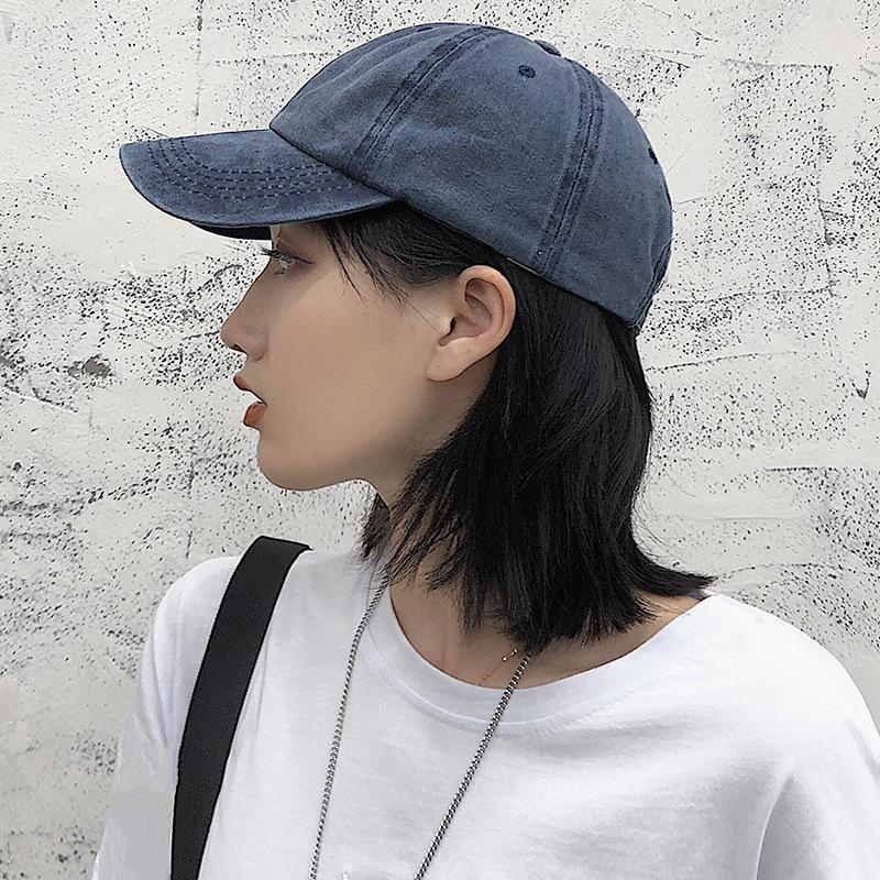 Hat women's peaked cap soft top Korean version of the student wild ins washed baseball cap casual men's Japanese fashion spring and summer