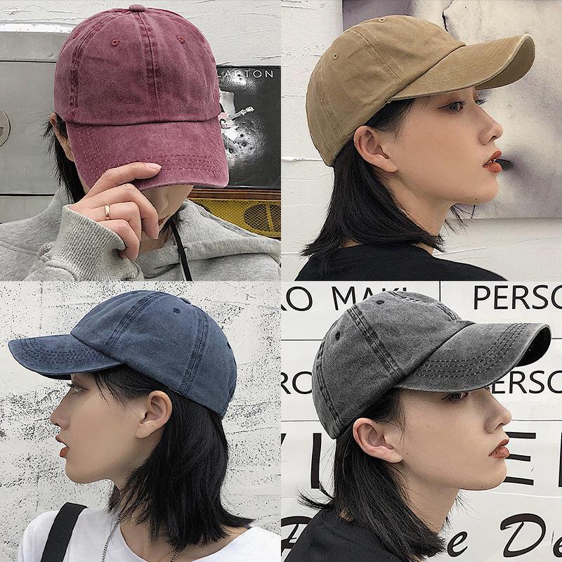 Hat women's peaked cap soft top Korean version of the student wild ins washed baseball cap casual men's Japanese fashion spring and summer