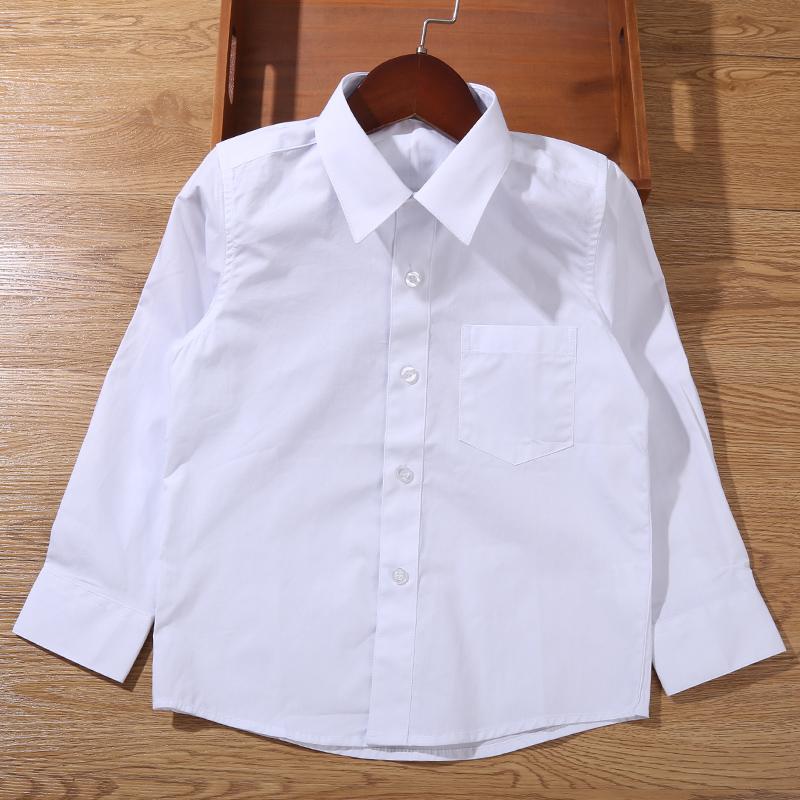 Boys shirt white primary and middle school students school uniform pure cotton cotton pointed collar spring and autumn clothing college children's long-sleeved shirt