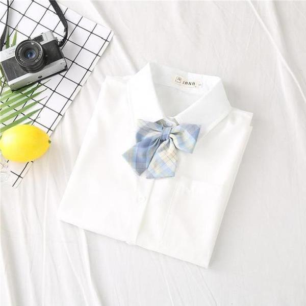 Children's new JK uniform shirt female short-sleeved shirt top student college wind white tie bow female