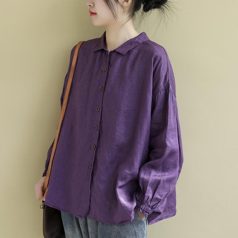 特大碼寬鬆文藝襯衣女長袖上衣女襯衫女秋裝2022新款女裝休閒棉麻