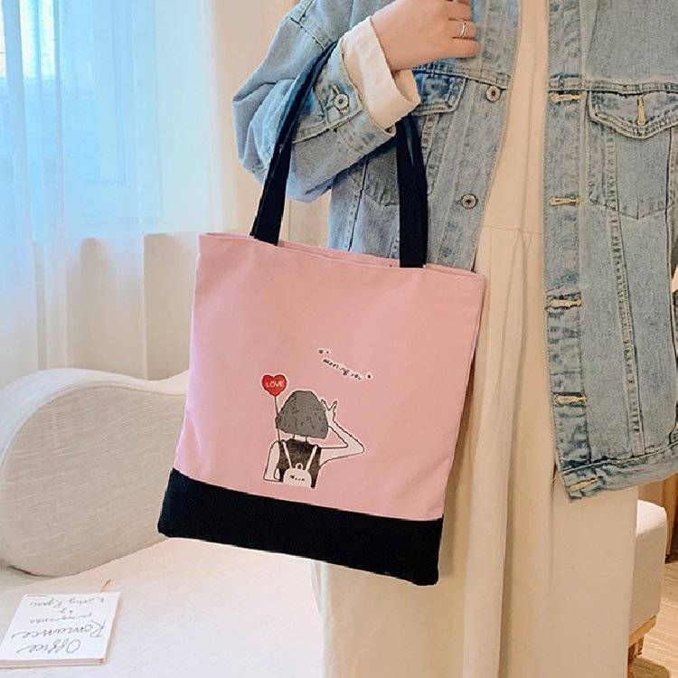 简约大容量环保单肩手提帆布包帆布袋ins女韩版