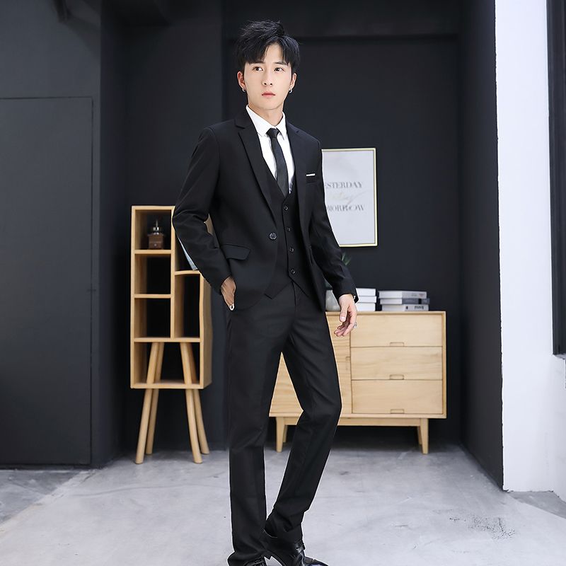 绅士三件套西装男套装潮流商务正装男士西服韩版修身婚礼青年外套