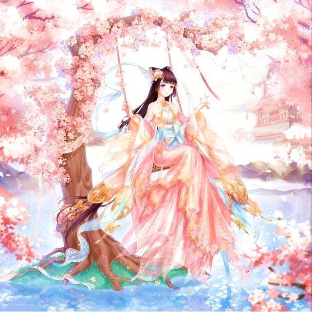 钻石画满钻唯美古风美女秋千美人卡通动漫儿童卧室客厅贴钻十字绣