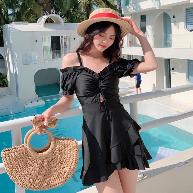 Swimsuit female summer fairy fan conservative slim split flat angle cover belly Korean sexy large size hot spring student swimsuit