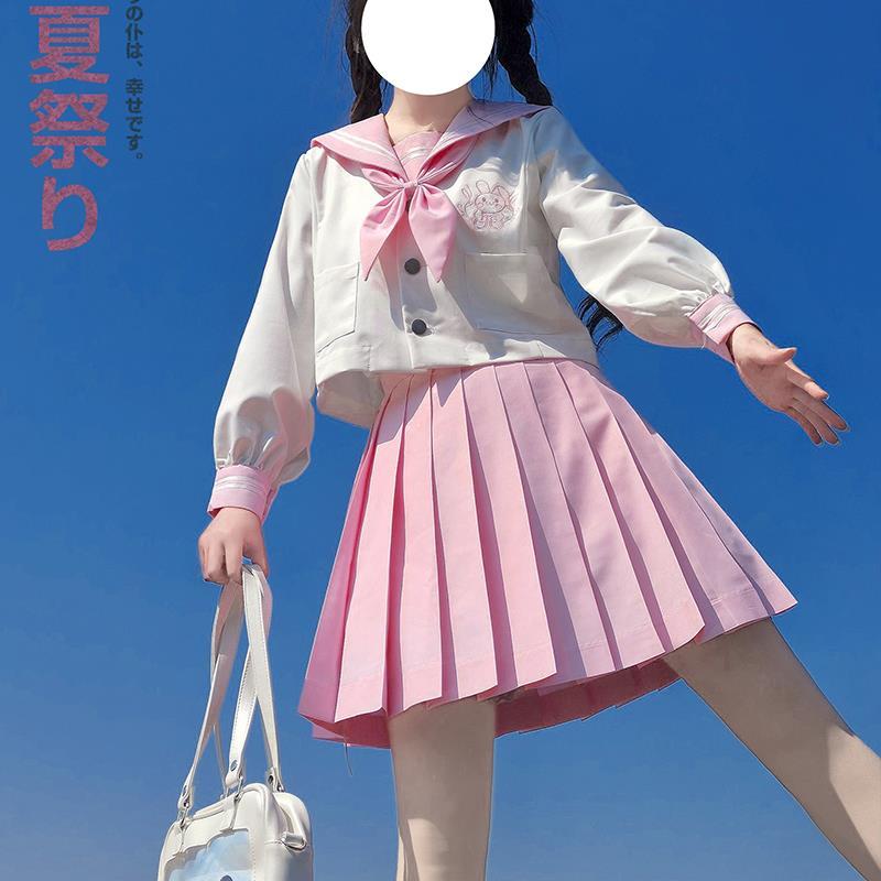 【粉兔叽】jk原创水手服女学生jk制服套装百褶裙半身裙正统双子
