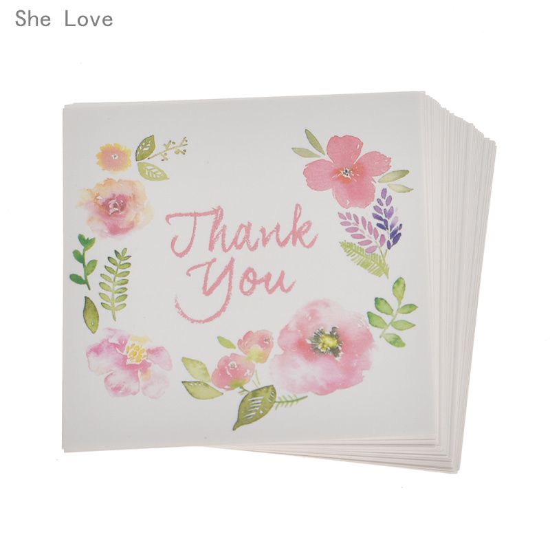 chzimade 50 pcs thank you flowers paper card rewards gift bo
