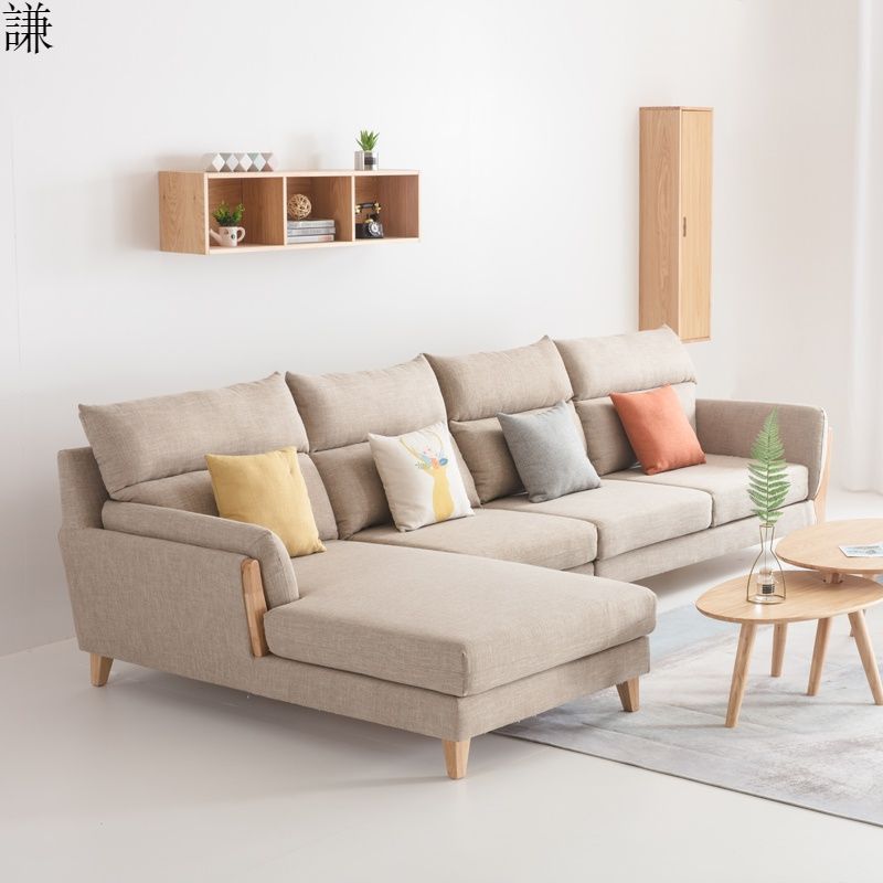 抖音北欧风格现代简约实木布艺单人沙发可拆洗小户型客厅转角整装