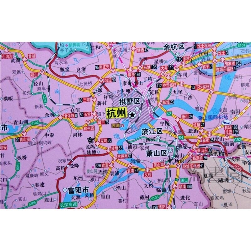 【双面挂图】2021杭州地图挂图 浙江省地图挂图正反面挂绳精装高