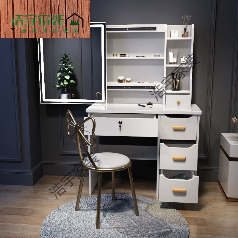 雅阁皇朝家私折叠梳妆台轻奢上翻梳妆台翻盖式镜子可隐 形卧室折