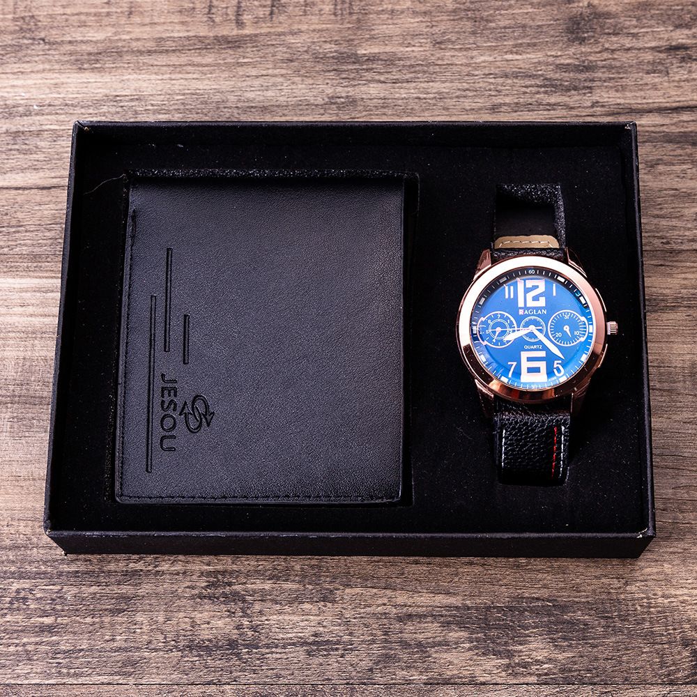 quartz wrist watch wallet men gift set for dad boy friend