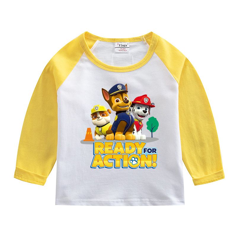 Wang Wang team boys' baby long sleeve top spring and summer  new children's clothing middle and small children's girls' round neck T-shirt