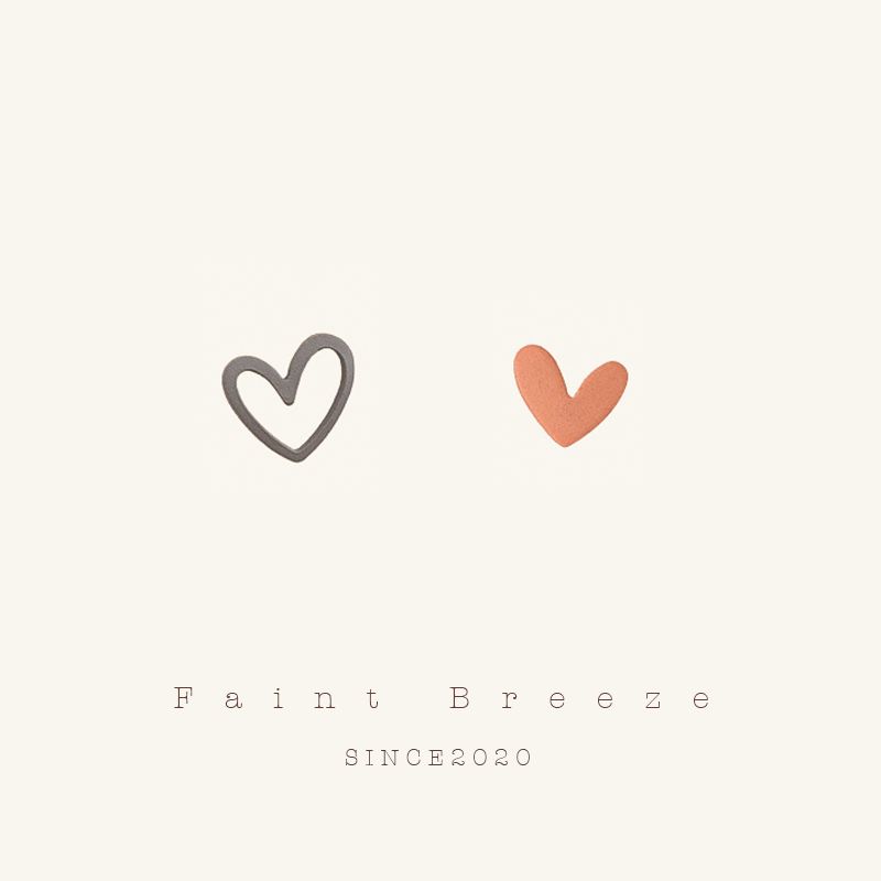 faint breeze 心心心 小粉嫩爱心日常银针日韩耳钉耳