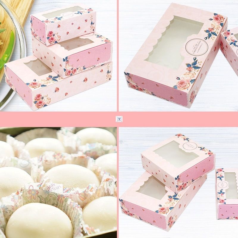 10pcs mini mooncake paper gift box transparent window candy