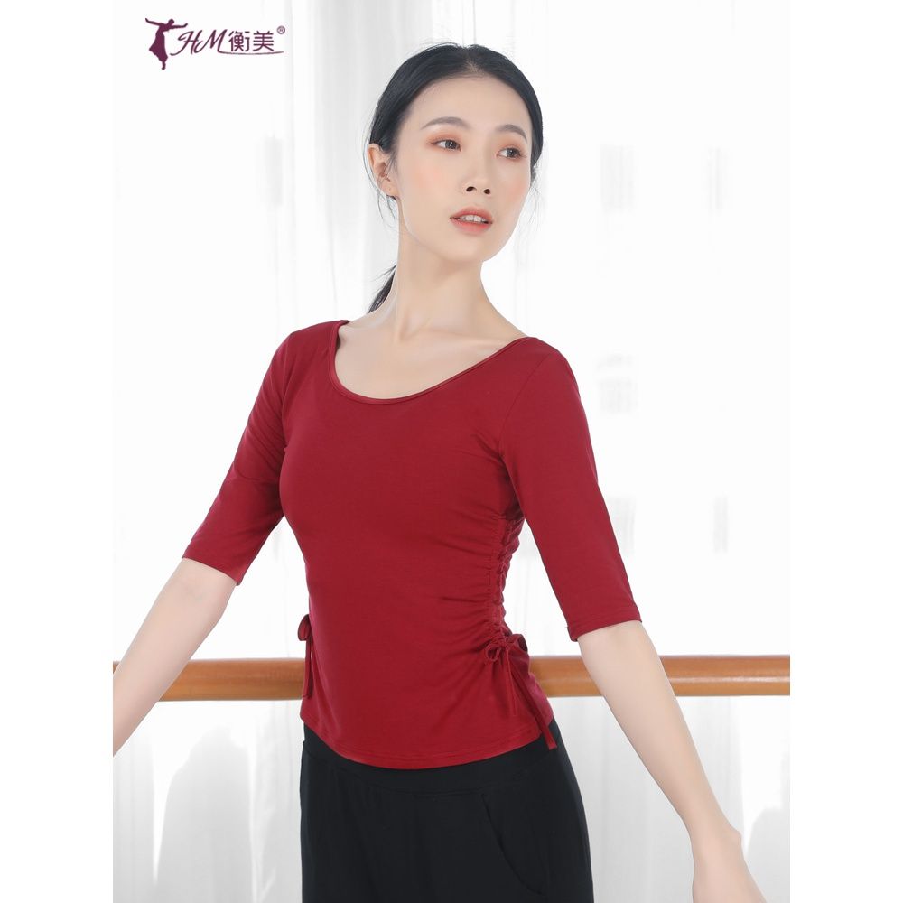 舞蹈练功服上衣女跳舞衣中袖古典现代舞形体训练服装莫代尔舞蹈服