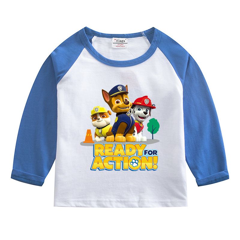 Wang Wang team boys' baby long sleeve top spring and summer  new children's clothing middle and small children's girls' round neck T-shirt