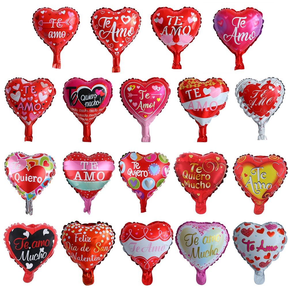 10/30pcs 10inch spanish i love you heart te amo foil balloon