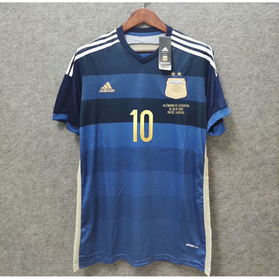 世界杯决赛阿根廷2014球衣10号梅西客场复古经典版足球服