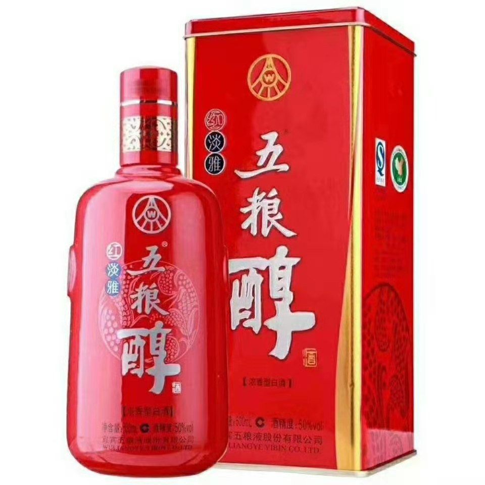 五粮醇红淡雅50度500ml6瓶铁盒装正品保证江浙沪皖鲁包邮