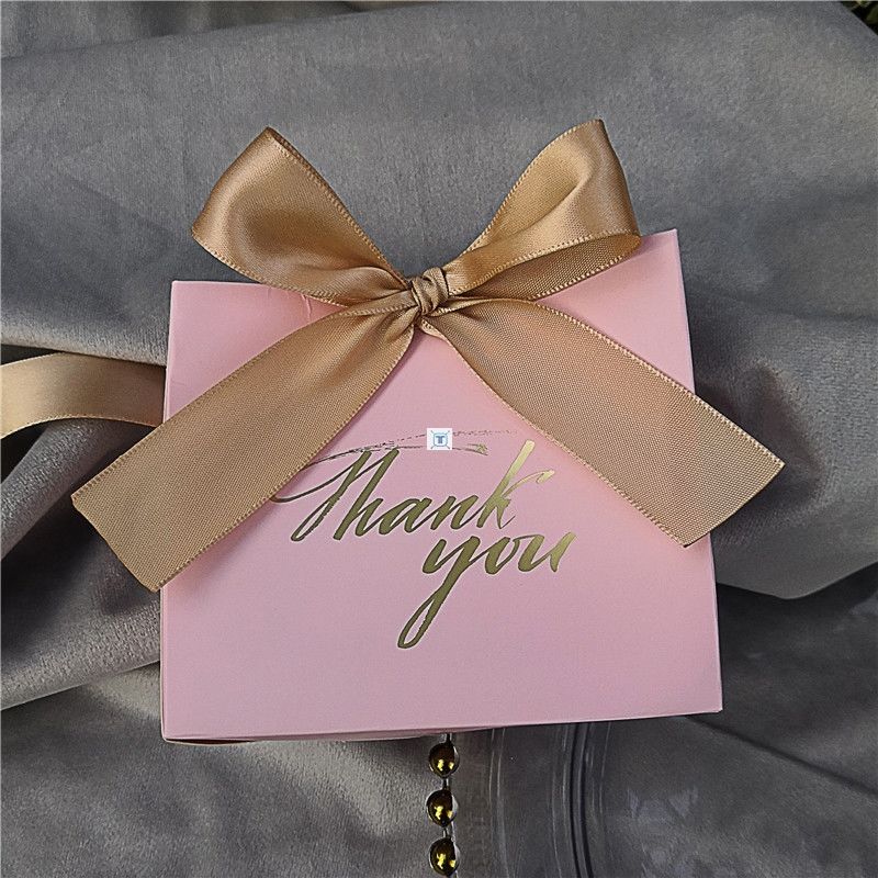 25pcs thank you printed  pink candy bag box for favor gift