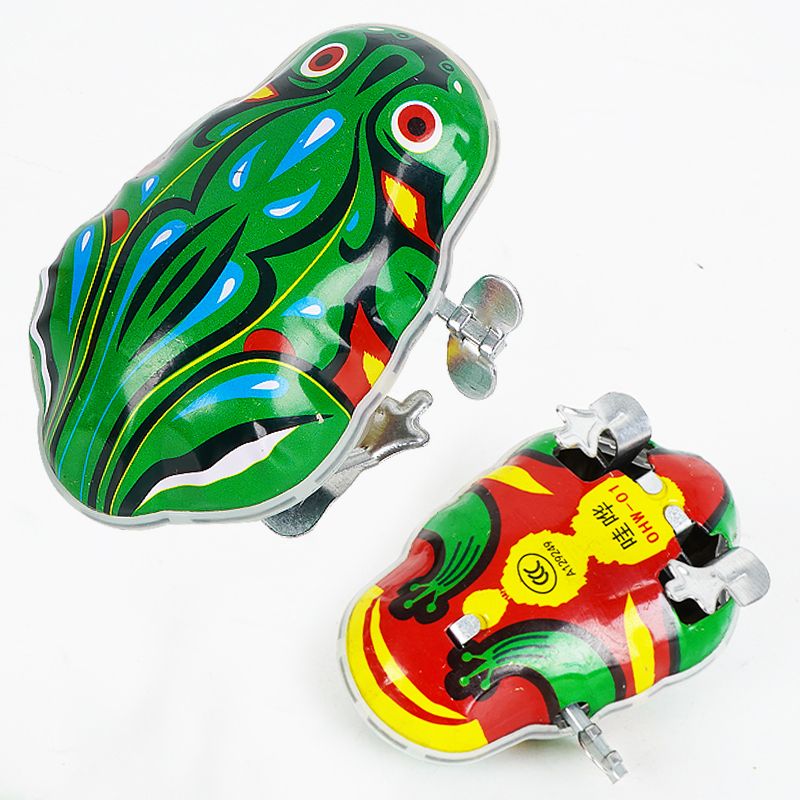 儿童铁皮青蛙玩具80后怀旧弹跳上链跳跳蛙发条上弦上劲会跳小动物