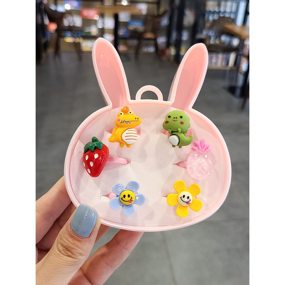兒童指環小女孩戒指禮盒裝公主可愛首飾塑料寶寶玩具創意幼兒禮物
