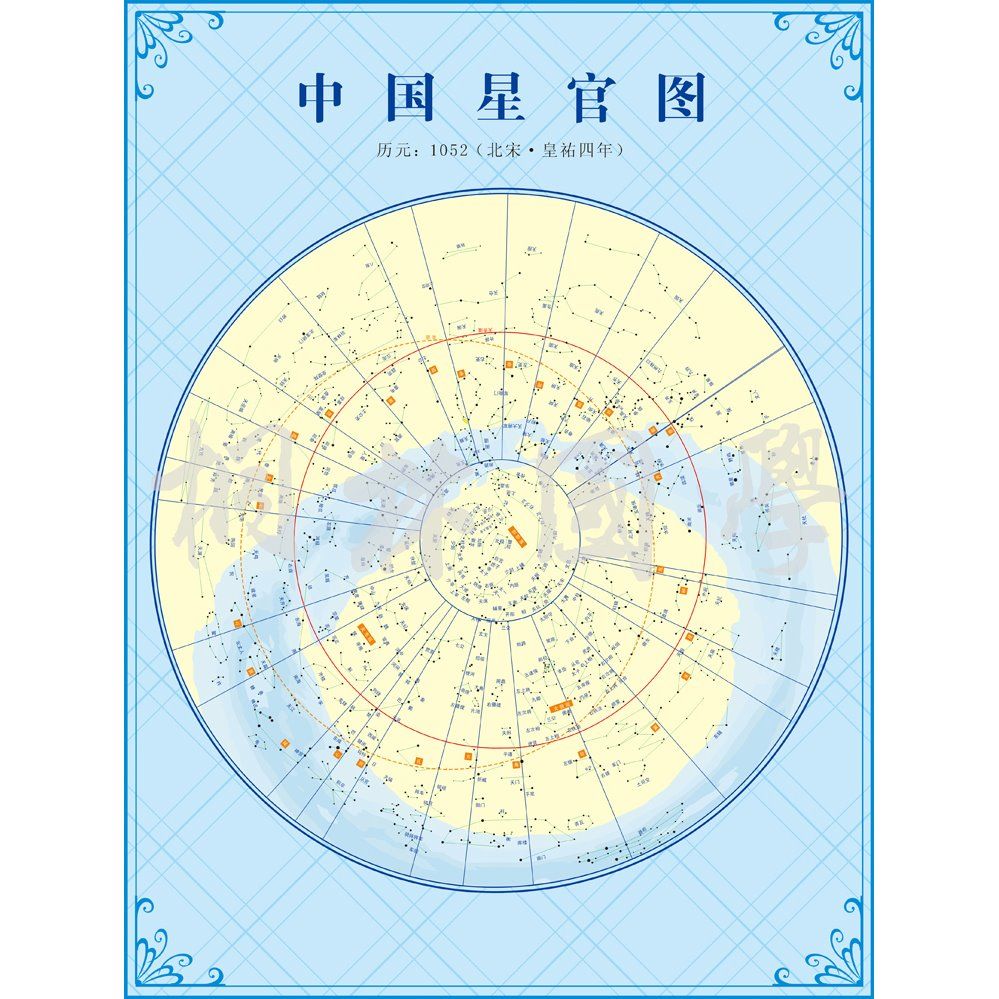 古星图 星官图 传统星官全天盖图 三垣二十八宿星图星象装饰画05