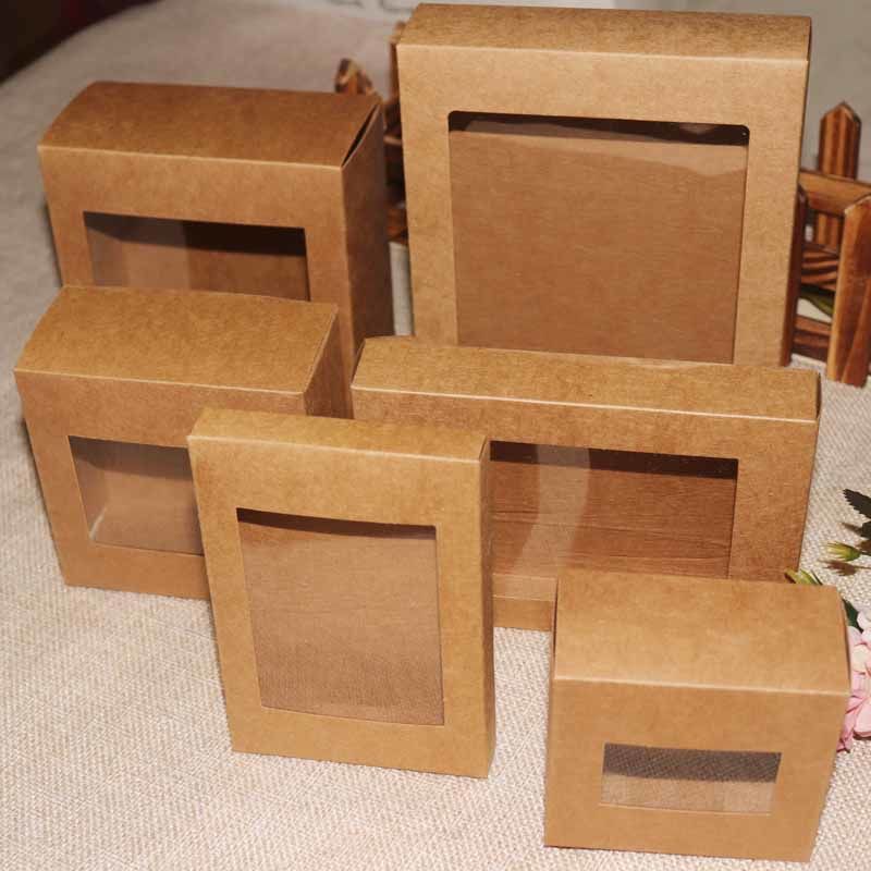 10 pcs diy  vintage  color  kraft paper gift   box package w