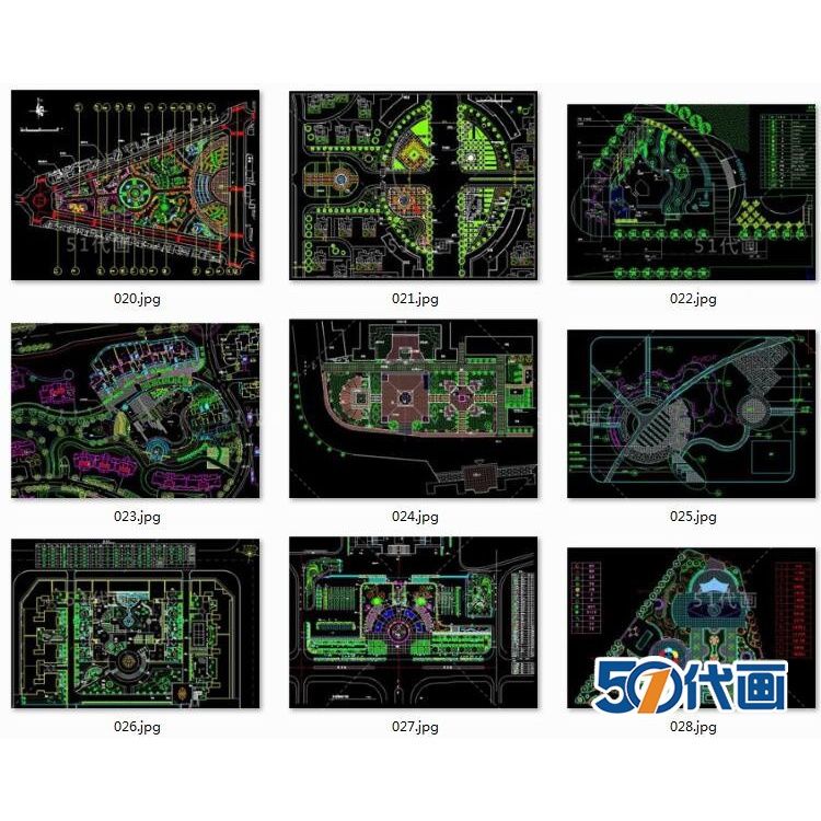 广场景观规划总平面图园林公园绿化铺装总图设计su模型cad图纸