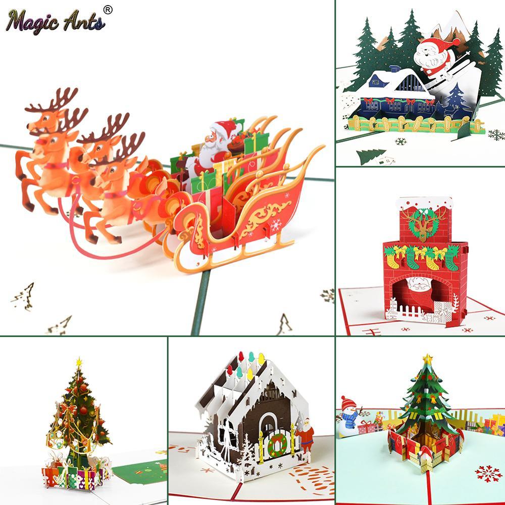 merry christmas cards christmas tree winter gift pop-up card