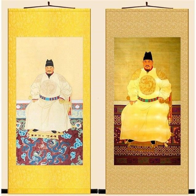 聚广金鑫明太祖朱元璋画像 明朝皇帝帝王卷轴挂画 人物丝绸画来图