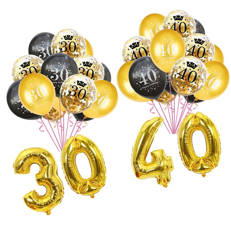 30th birthday party balloons gold black latex ballons adult