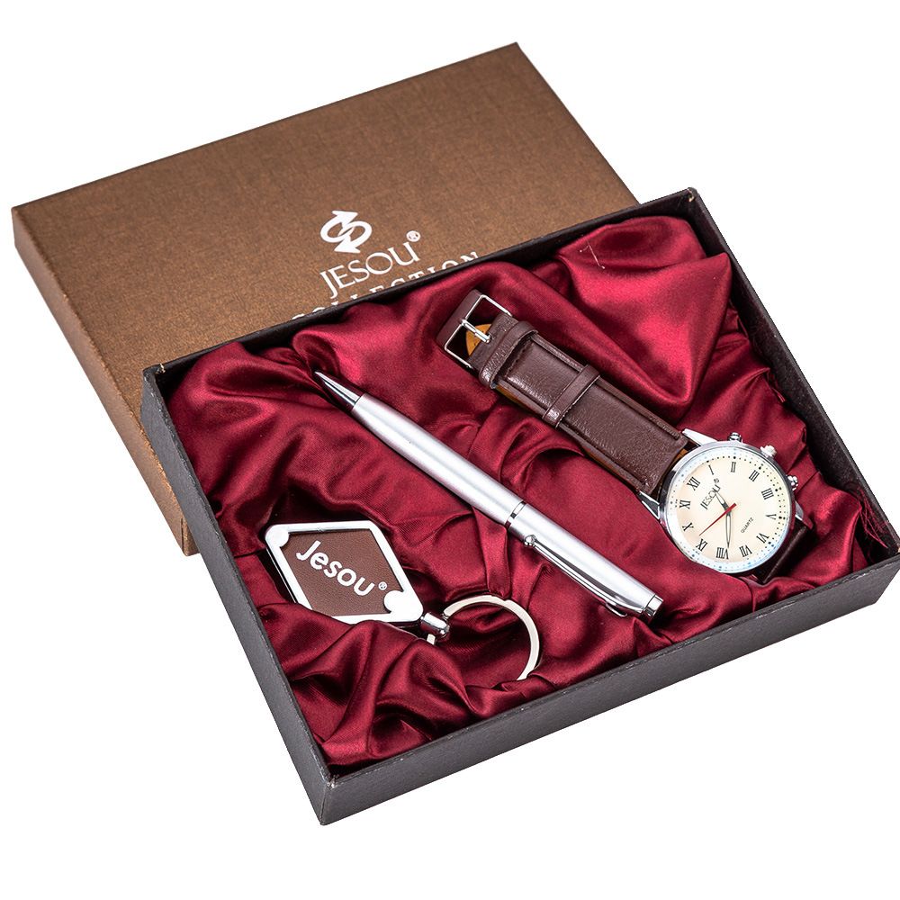 quartz wrist watch leather wallet gift set for boyfriend men