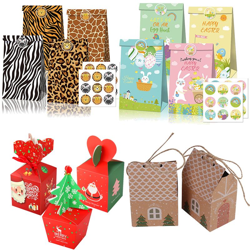 christmas kraft paper gift bag easter rabbit candy chocolate