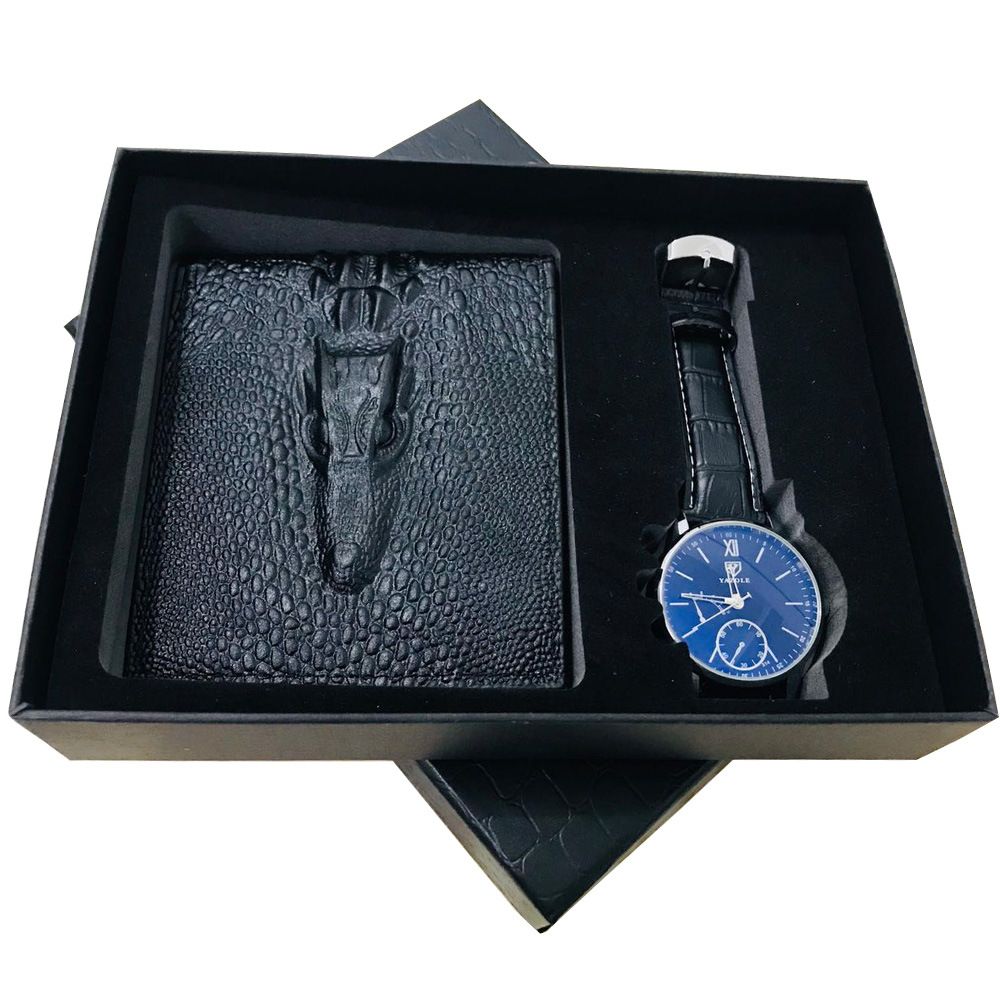 quartz wrist watch wallet men gift set for dad boy friend