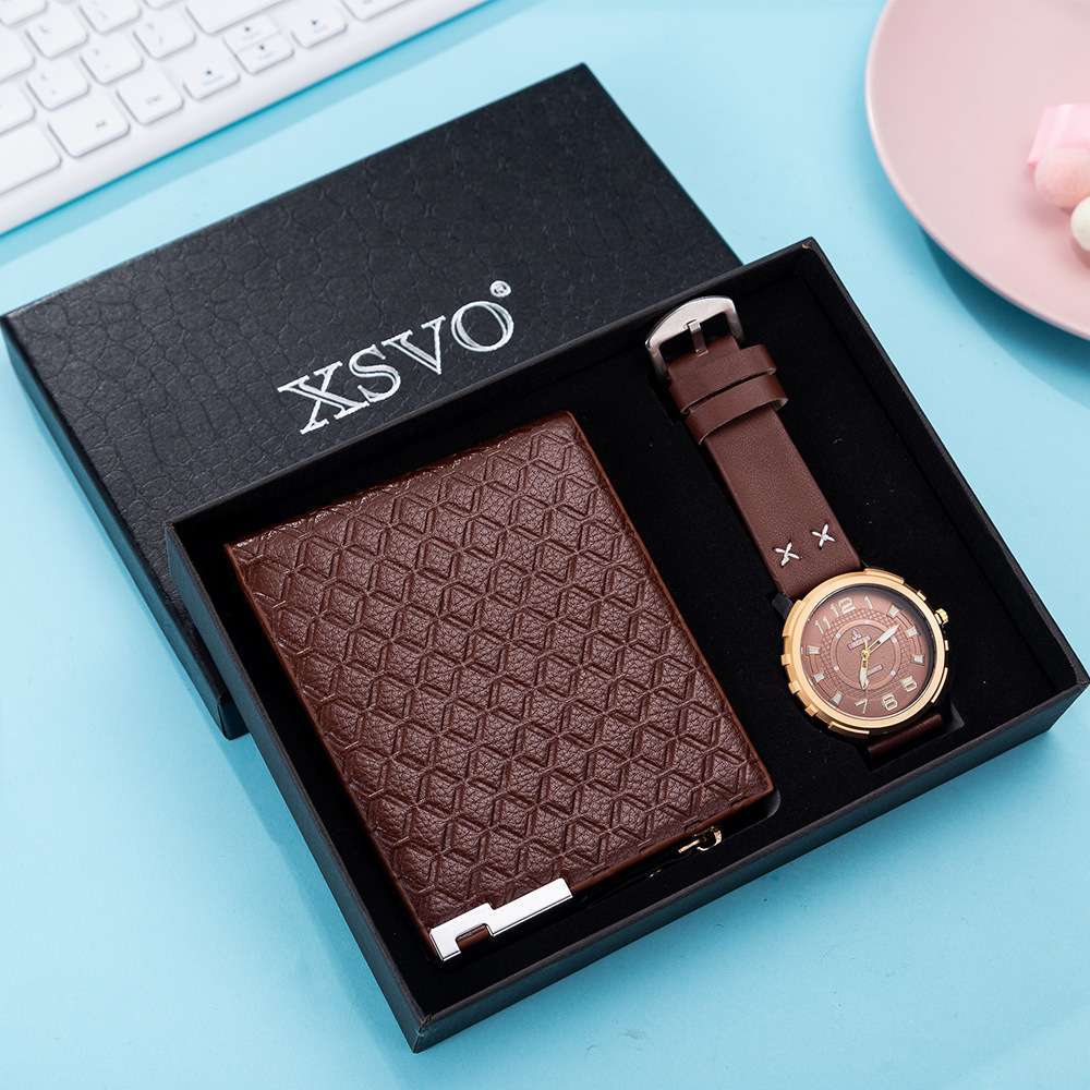 men watch trouser belt wallet gift set 男士腰带手表钱包套装