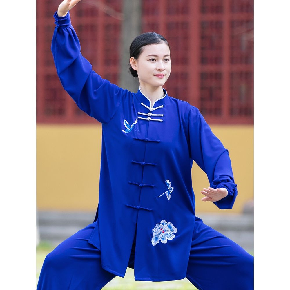 争风华蝶花太极服女时尚新款飘逸刺绣太极拳表演比赛服装春中长款【5