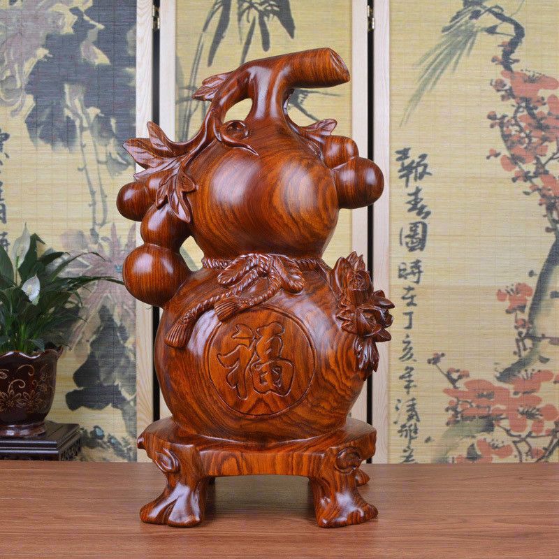 非洲黄花梨木雕葫芦摆件百福临门吉祥如意福星高照摆件木雕工艺品