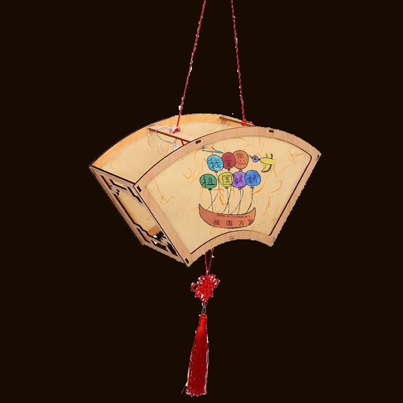 灯笼手工diy扇形花草灯创意古风汉服手绘宫灯制作材料